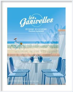 Affiche Les Ganivelles • Restaurant BIO Gourmand • Fraîcheur & proximité • Saint-Cyprien plage