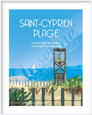 Affiche SAINT-CYPRIEN Plage • Station balnéaire paisible • Grande plage & longue promenade